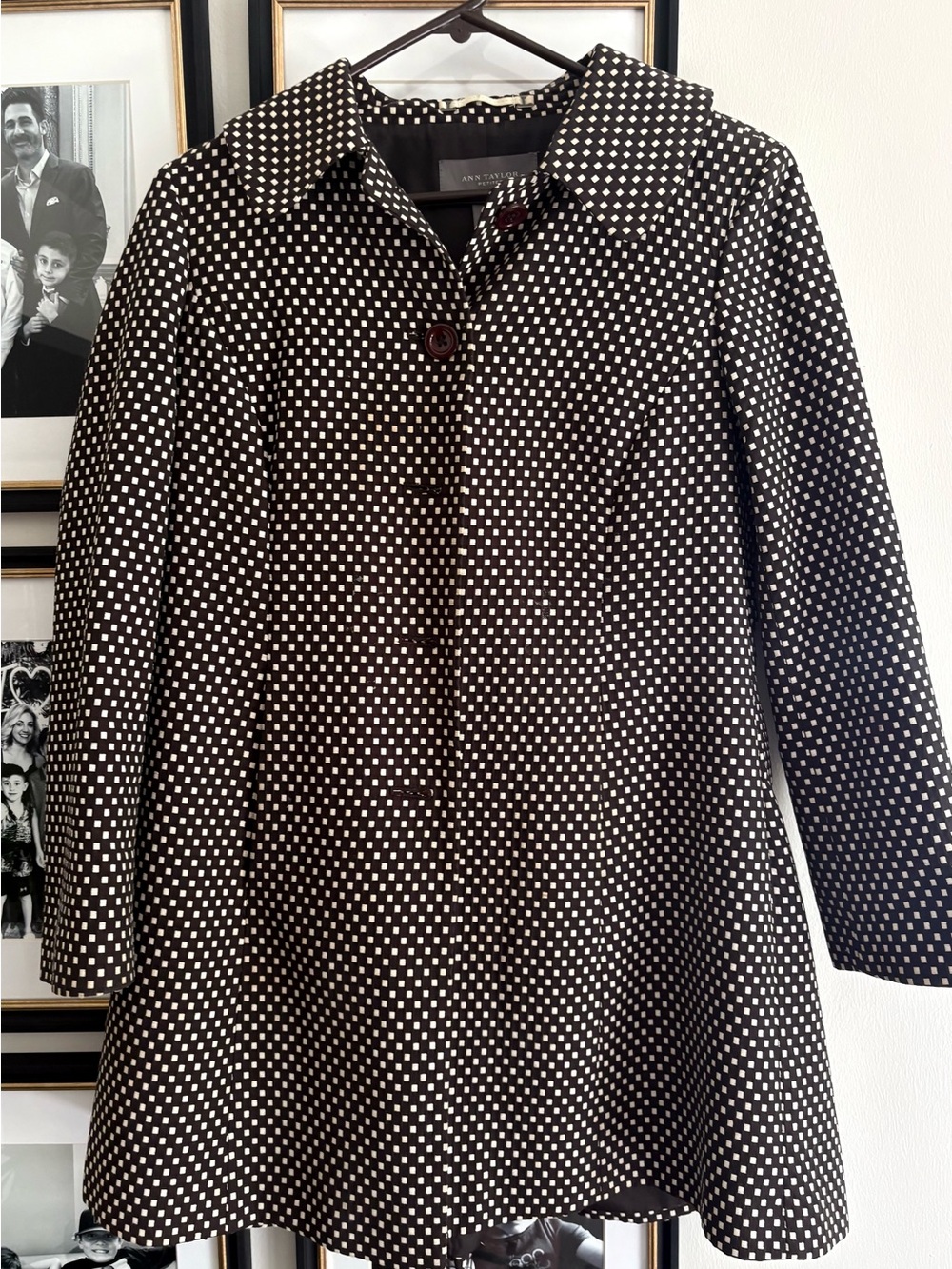 Ann Taylor Black and White Polka Dot Button-Front Shirt Jacket
